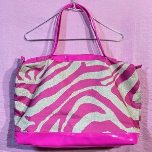 *Valentines~Spring Safari~Hot Pink~Canvas Zebra Striped~CarryOn~Weekender Tote